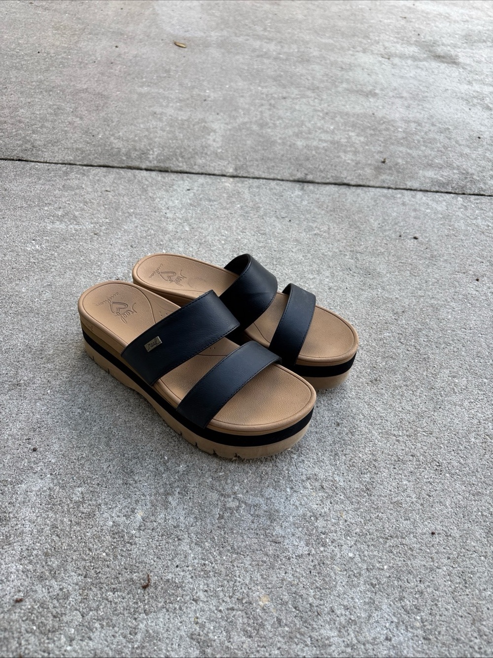 Reef Banded Horizon 2.5 Platform Sandals Women's 8 Cushion Arch Support Black